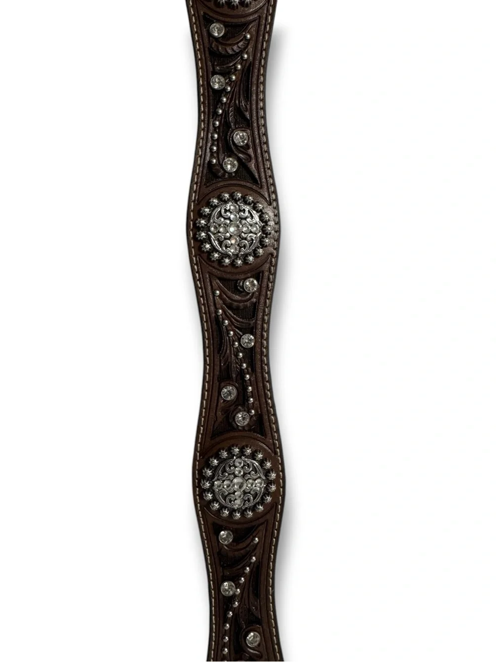 Ariat Women’s Brown Leather Belt Scroll Inlay Crystal Western Cowgirl A1513003 M